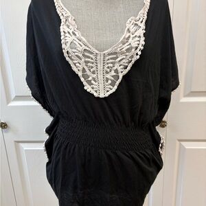 Streetwear Society Black Top with Cream V-Detail